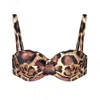 Deessa Ibiza Women's Neutrals / Gold / Brown Leopard Print Shapewear Bikini Balconette Underwire Bra Top Made In 