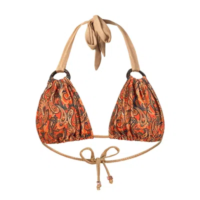 Deessa Ibiza Women's Yellow / Orange Orange Paisley Print Bikini Top Molly