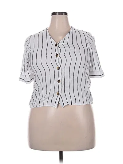 Pre-owned Defacto Short Sleeve Blouse In Silver