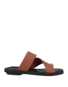 Definery Woman Thong Sandal Brown Size 8 Leather In Brown