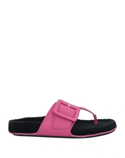 Definery Woman Thong Sandal Magenta Size 8 Leather