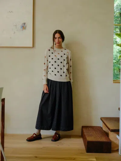 Degen Bind Off Merino Crew Sweater In Oat