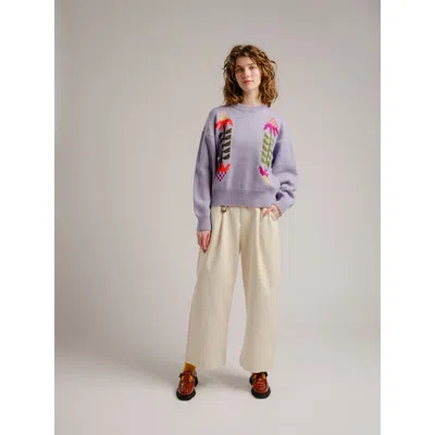 Degen Cone Flower Relaxed Fit Sweater In Lilac