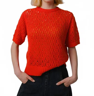 Degen Edie Short Sleeve Tee In Poppy In Red