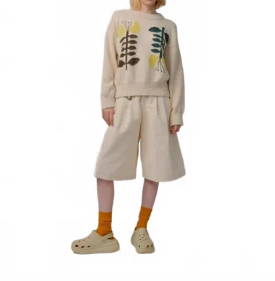 Degen Embroidered Flora Sweater In Yarrow In Multi