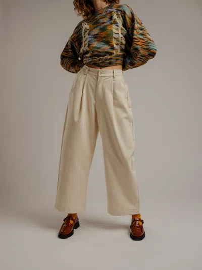 Degen Rylie Wide Leg Denim Pant In Natural
