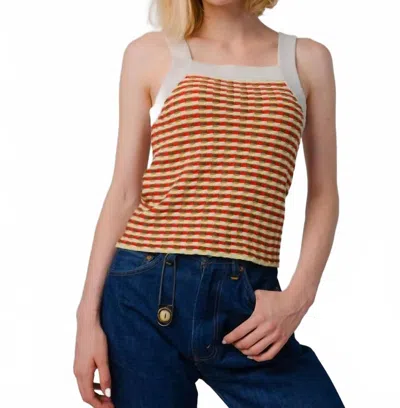 Degen Stitchy Grid Tank Top In Orange