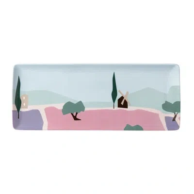 Degrenne Paris Destination Sud 15" Rectangular Plate In Blue;pink;purple