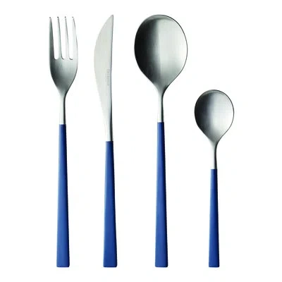 Degrenne Paris Fuse Color 24 Piece 18/10 Stainless Steel Flatware Set, Service For 6 In Blue