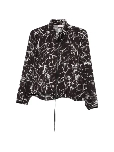 Deha Abstract-print Zip-up Jacket In Black