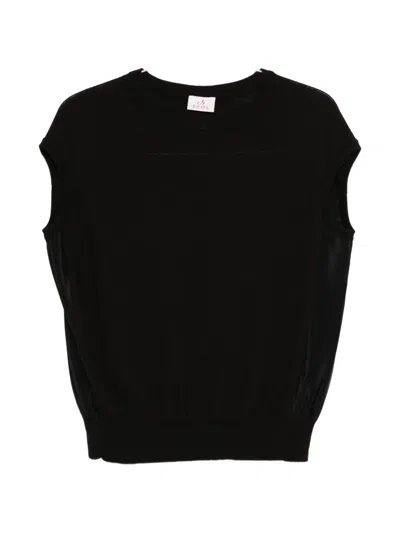 Deha Crew-neck Panelled Vest In Black