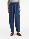Deha Drawstring Linen Trousers In Blue