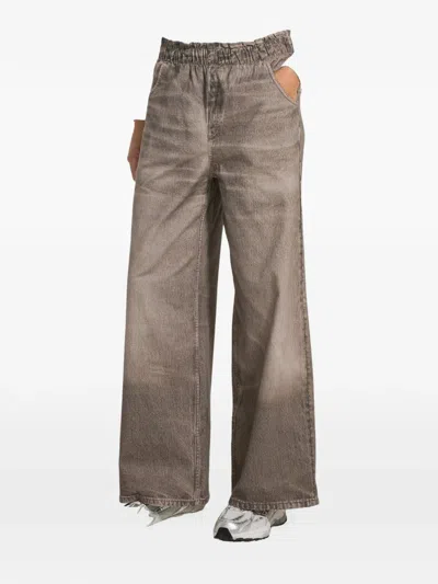 Deha Elasticated Wide-leg Trousers In Brown