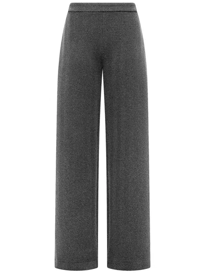 Deha Herringbone Palazzo Pants In Gray