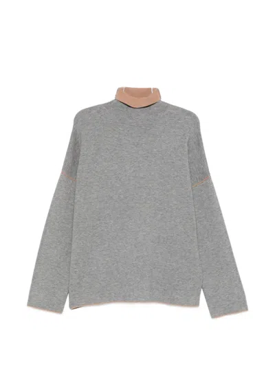 Deha Roll-neck Contrast-trim Sweater In Gray