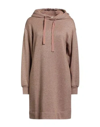 Deha Woman Mini Dress Light Brown Size M Polyester, Viscose, Polyamide