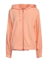 Deha Woman Sweatshirt Apricot Size M Cotton, Elastane, Linen, Viscose In Orange