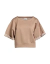 Deha Woman T-shirt Beige Size Xl Viscose, Elastic Fibres, Polyurethane In Sand