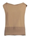 Deha Woman Top Khaki Size L Paper, Linen In Beige