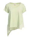 Deha Woman T-shirt Light Green Size L Cotton, Viscose, Linen
