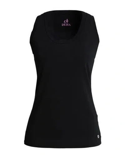 Deha Woman Tank Top Black Size L Cotton, Elastane
