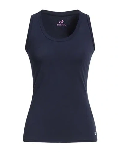 Deha Woman Tank Top Navy Size M Cotton, Elastane