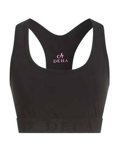 Deha Woman Top Black Size M Cotton, Elastane