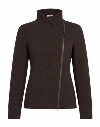 Deha Woman Top Dark Brown Size Xs Polyester, Cotton, Polyamide, Elastane