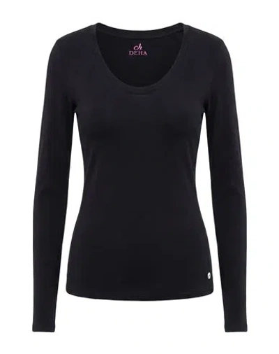 Deha Woman T-shirt Black Size M Cotton, Elastane