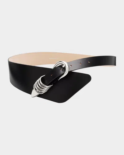 Dehanche Alcott Asymmetrical Leather Belt In Black