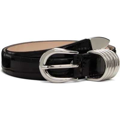 Dehanche ブラック Hollyhock Croco ベルト In Black Croco Silver