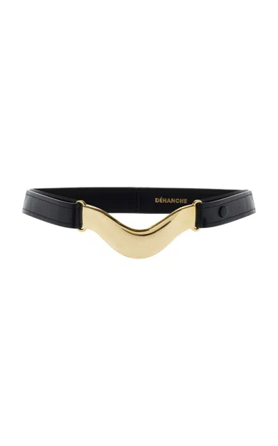 Dehanche Brancusi Curved Leather Belt In Black