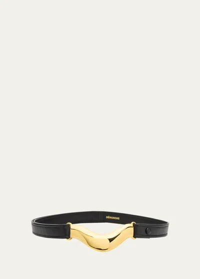 Dehanche Brancusi Leather Belt In Black Gold
