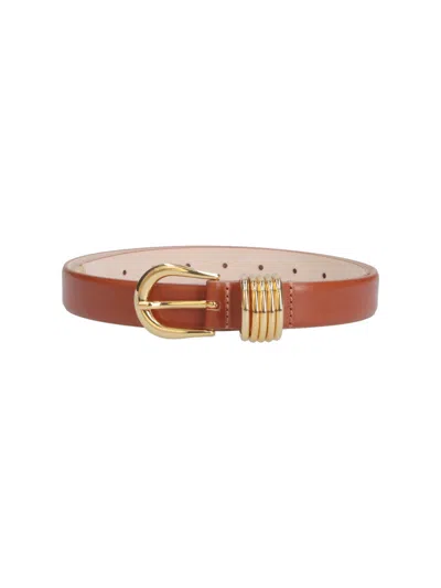Dehanche Brown Hollyhock Adjustable Gold Buckle Belt In White