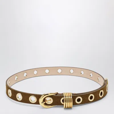 Dehanche Déhanche Brown Suede Belt With Metal Eyelets