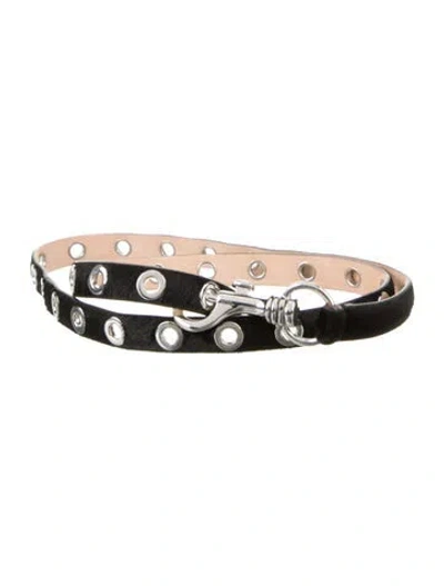 Pre-owned Dehanche Calf Hair Eyelet Belt In Black