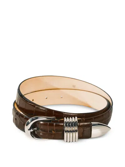 Dehanche Crocodile-effect Leather Belt In Brown