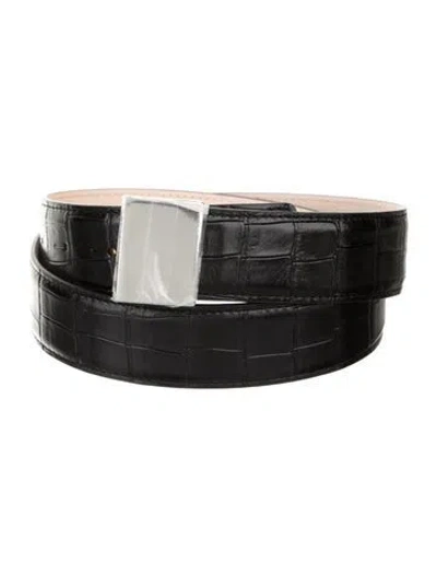 Pre-owned Dehanche Embossed Leather Belt W/ Tags In Black