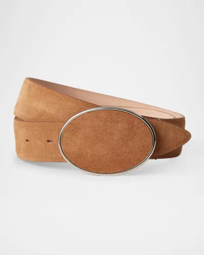Dehanche Flint Calfskin Leather Medium Belt In Caramel Silver