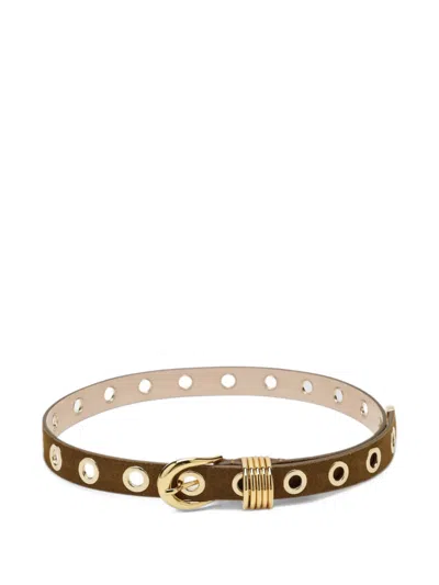 Dehanche Full Rivet Eyelet-embellished Suede Belt In Brown