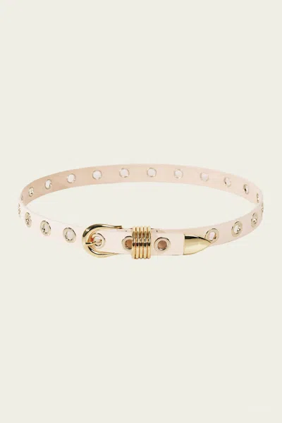 Dehanche Full Rivet Leather Belt In Ivory
