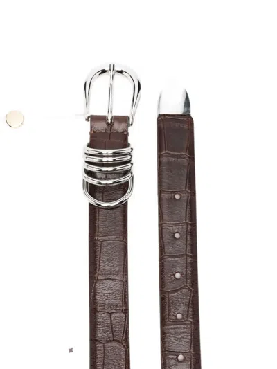 Dehanche Hollyhock Alligator-embossed Leather Belt In Brown
