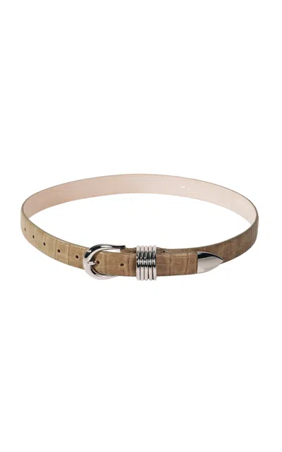 Dehanche Déhanche Hollyhock Alligator-embossed Leather Belt In Light Grey