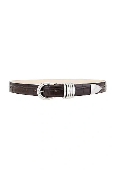 Dehanche Hollyhock Belt In Dark Chocolate Croc & Silver