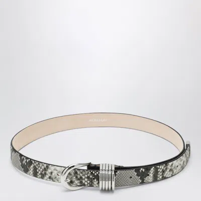 Dehanche Déhanche Hollyhock Belt In Python And Crocodile-effect Leather In Silver