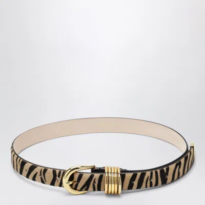 Dehanche Déhanche Hollyhock Belt In Zebra-print And Crocodile-effect Leather In Brown