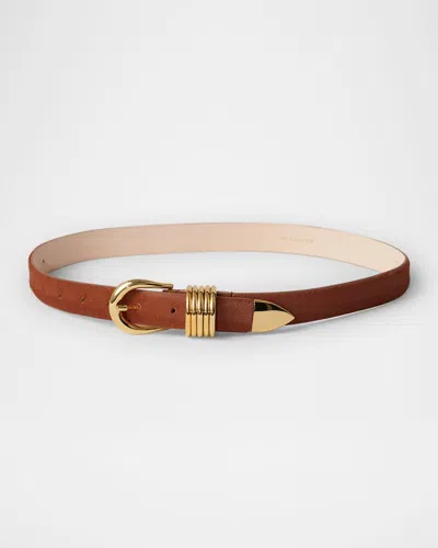 Dehanche Hollyhock Cavallino Leather Belt In Camel Cavallino Gold