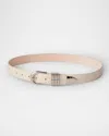 Dehanche Hollyhock Croc-embossed Leather Belt In Ivory Croco Silver