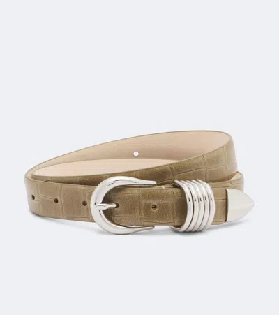Dehanche Déhanche Hollyhock Croc-effect Leather Belt In Beige