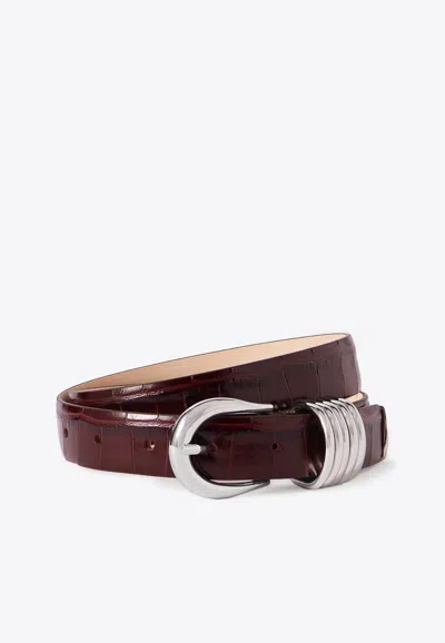 Dehanche Hollyhock Sroc-effect Leather Belt In Burgundy